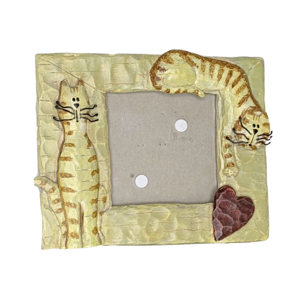 Connoisseur Picture Frame Cats Holds 3.5 x 3.5" Photo Glass Hard Resin